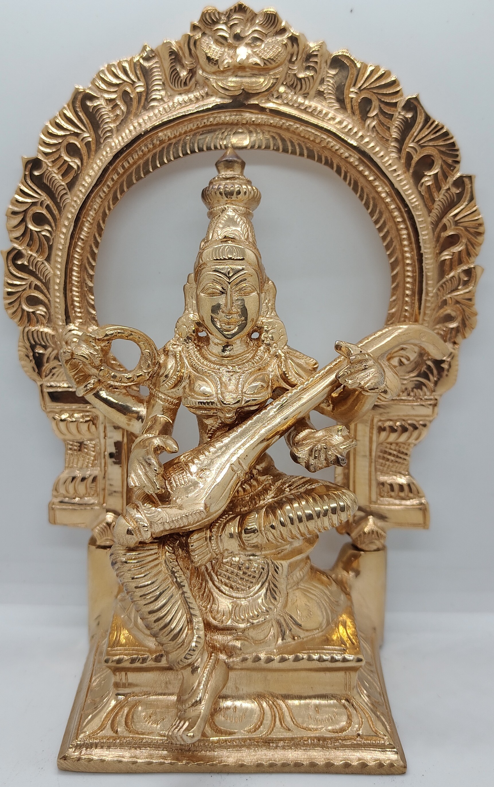 Divine Bija Saraswati Devi With Arch 7 inches Panchalogam Id13 #14/25