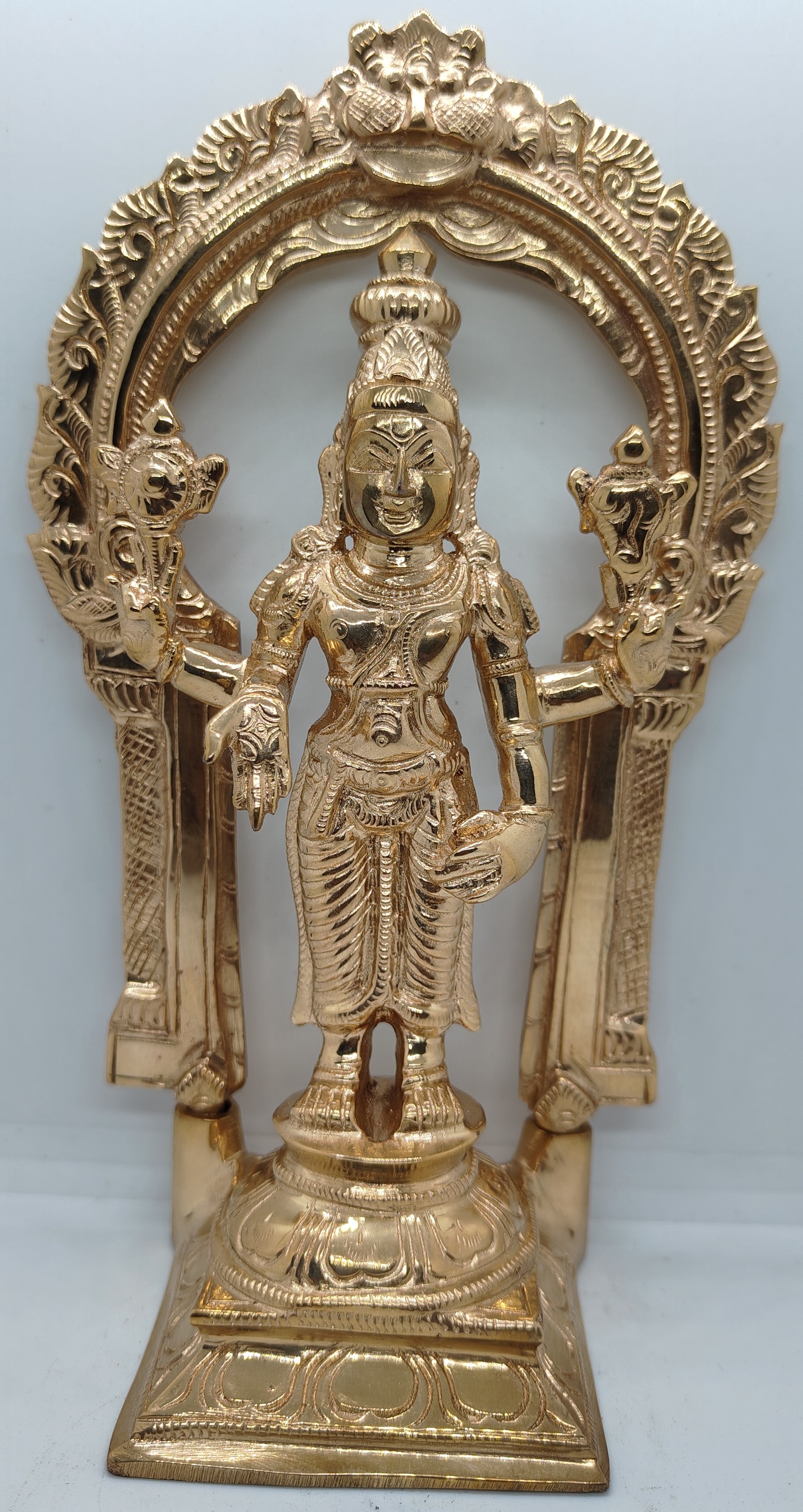 Divine Bija Vishnu | Narayana Murthi Idol With Arch 8 inches Panchalogam Id20 #21/25