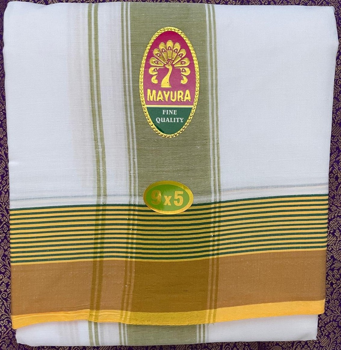 Divine Bija White Cotton Dhoti Gray Border 9 X 5 Id22 #23/25